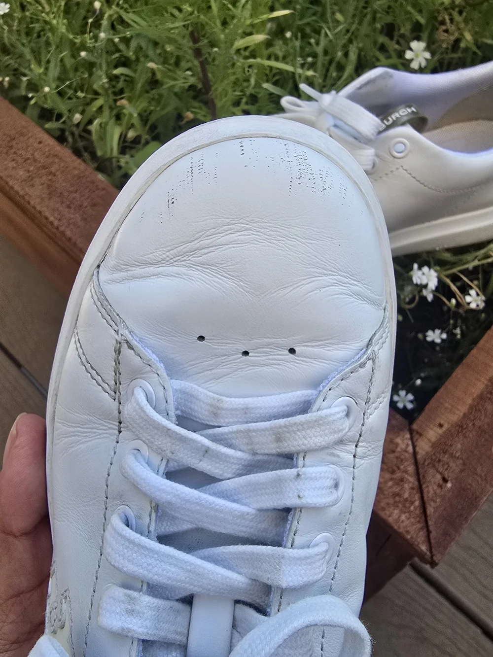 Tory Burch White Leather Sneakers with Gold Heel Detail